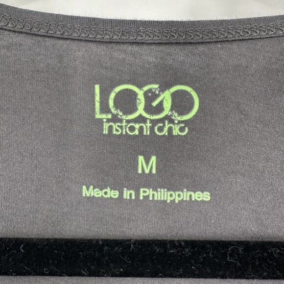 NWT‎ Logo Lori Goldstein Instant Chic Gray 3/4 Sleeve Cotton Shirt Size M Basic - Picture 8 of 8